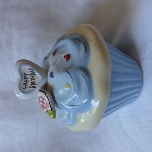 Blue Sky Ceramic Happy Birthday Cupcake Trinket Box Heather Goldminc 2009